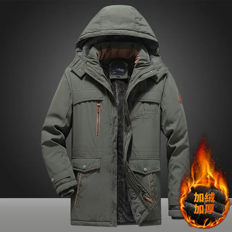Hommes hiver Parka doudoune militaire coupe-vent à capuche Parka mâle col de fourrure polaire Parkas hommes mode décontracté épais veste