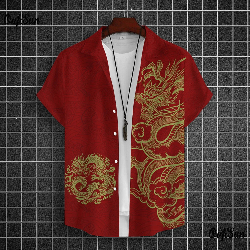 Chemises à manches courtes pour hommes, vêtements graphiques Y-Dragon, chemises 3D, streetwear décontracté, mode, été, déclin, chemisier masculin, 2024