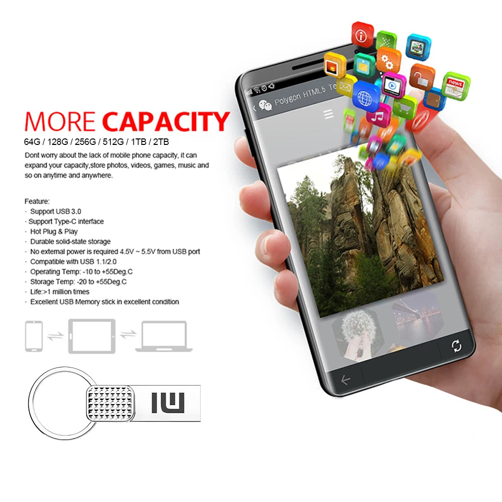Xiaomi 2 to USB 3.2 clé USB haute vitesse métal