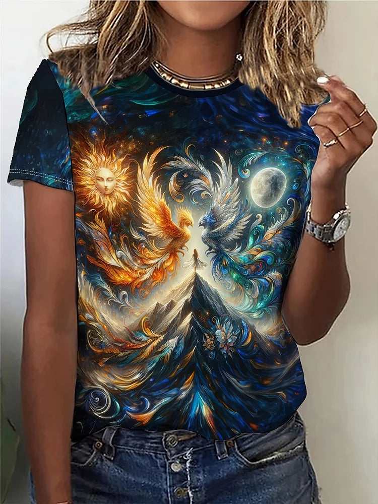 Été quotidien décontracté femmes à manches courtes haut 3D cheval imprimé femmes rue urbaine mode T-shirt amoureux des animaux T-shirt