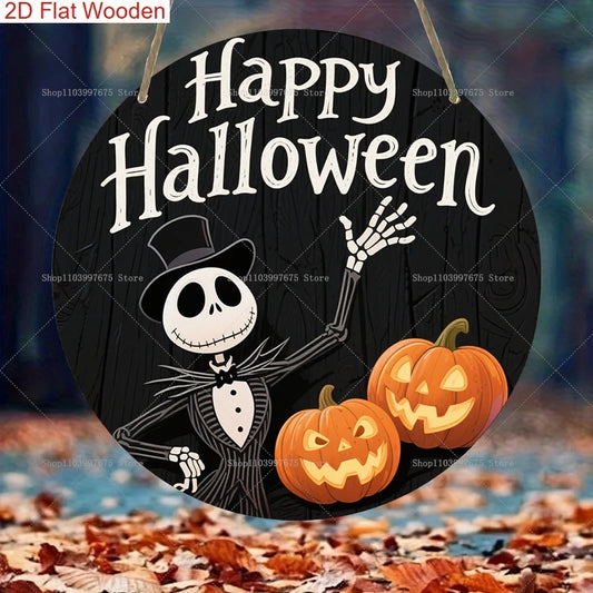 Décoration de fête d'halloween le cauchemar avant noël, panneau en bois citrouille, panneau mural suspendu, porte d'entrée, décoration de maison, cadeaux pour enfants