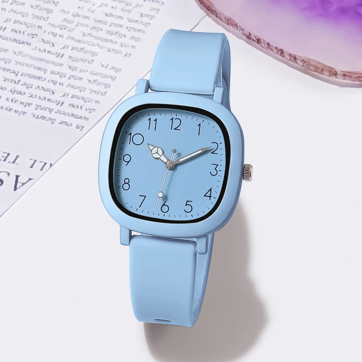 Montre à quartz avec bracelet en silicone, boîtier carré, schème de couleurs MSI,