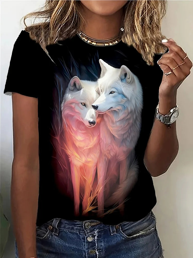 Été quotidien décontracté femmes à manches courtes haut 3D cheval imprimé femmes rue urbaine mode T-shirt amoureux des animaux T-shirt