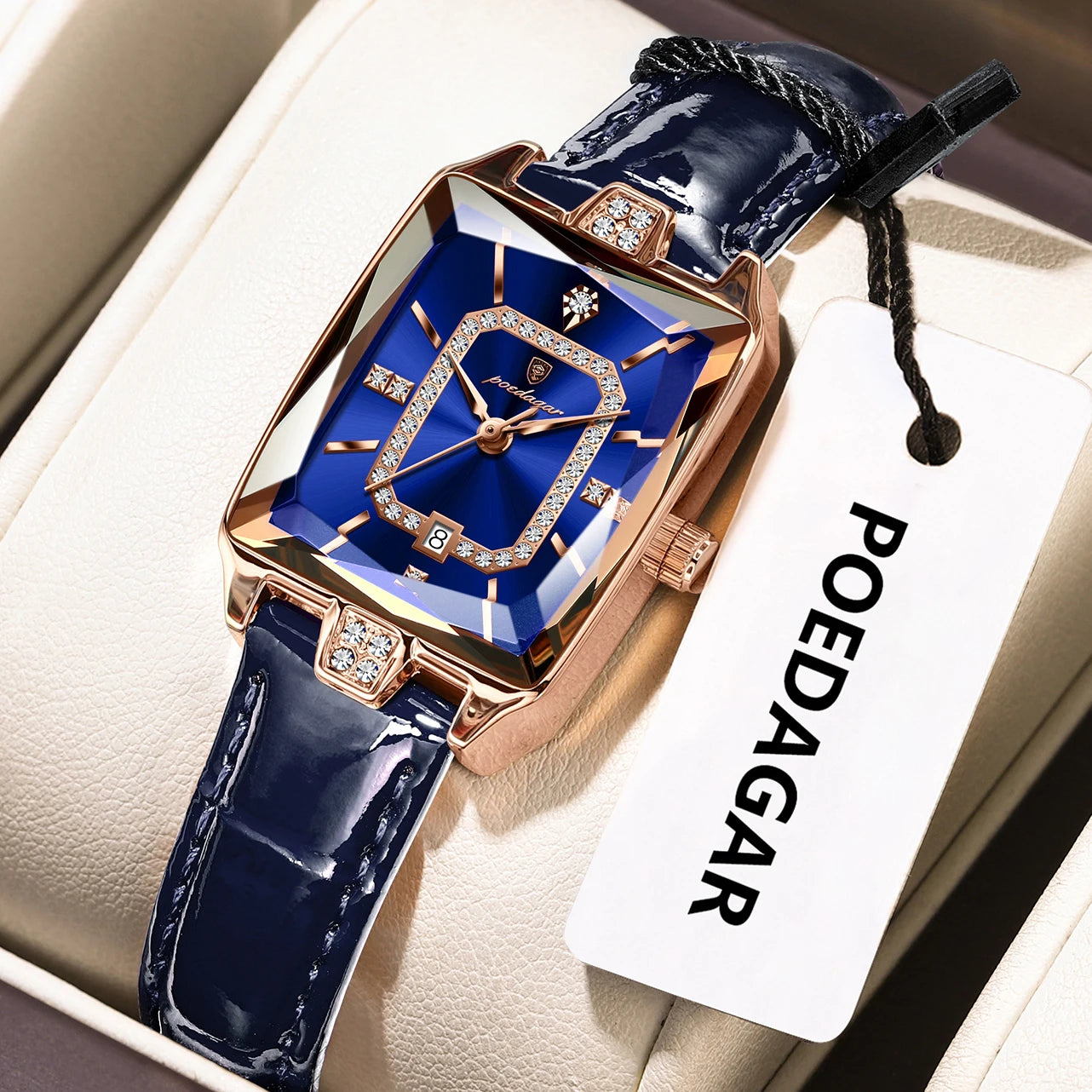 POEDAGAR classique luxe femmes montres étanche en cuir Date mode femme montre élégante de haute qualité Quartz femmes montre-bracelet