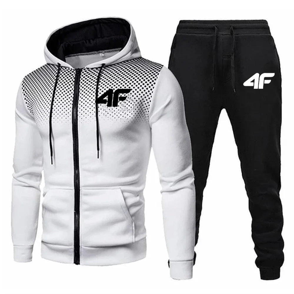Automne hiver hommes survêtement Jogging pantalons de survêtement 2 pièces ensemble Sport veste à glissière + pantalon de course costume décontracté impression vêtements