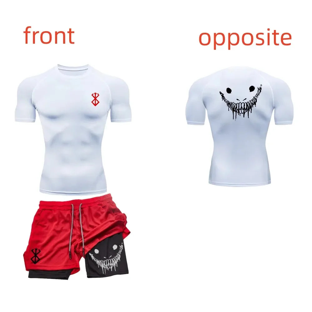 Ensemble de fitness décontracté à la mode pour hommes, vêtements de sport à séchage rapide, shorts + chemise, ensemble 2 pièces, course à pied, entraînement, été