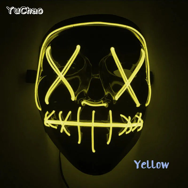 Masque de Purge d'Horreur Brcorporelle à LED, Complet au Néon, pour Cosplay, Fournitures de ixde Bar, Thème du Film d'Halloween