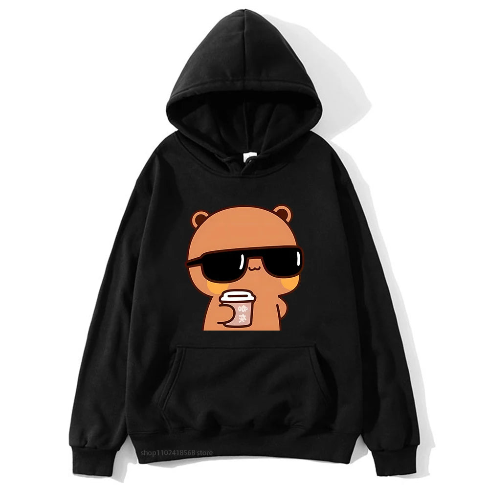 Sweat à capuche imprimé dessin animé Bubu Dudu pour hommes et femmes, sweats à capuche chauds, pull Kawaii, sweat Harajuku pour couple, sweat à capuche en polaire