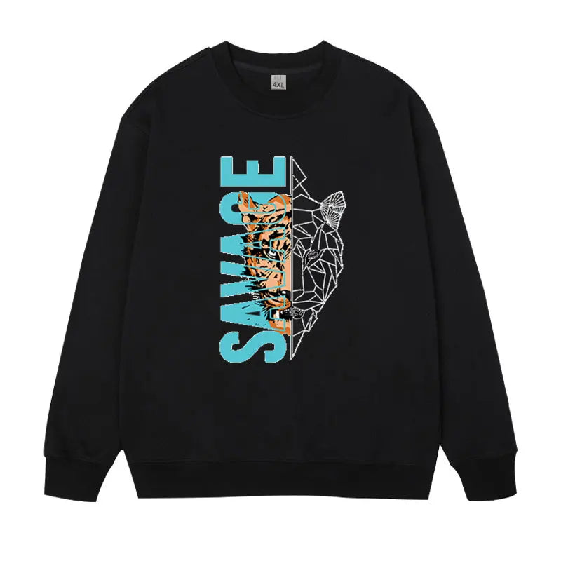 Grande taille hommes sweat pulls pull surdimensionné 6XL 7XL homme col rond manches longues imprimé noir hauts amples vêtements masculins