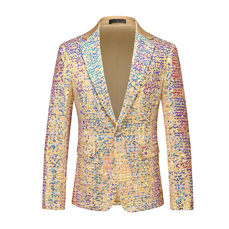 Veste à paillettes pour hommes, blazer à sequins imbibés d'or et d'argent, mode d'affaires, manteau unique, coupe couvertes, robe de soirée de Rh, printemps, automne, nouveau
