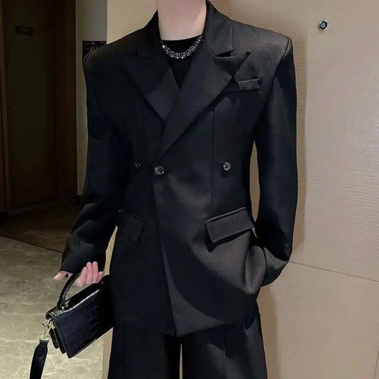 IEFB hommes Blazers nouvelle couleur unie tridimensionnel épaule conception printemps hommes vêtements élégant revers costume veste Club 9W1418