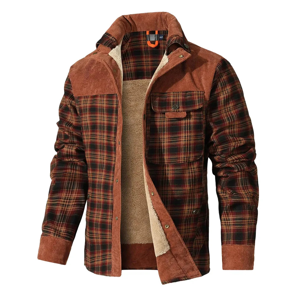 Vestes d'hiver pour hommes, coupe-vent, chaud, décontracté, manteau bombardier à carreaux, doublure Sherpa, flanelle, extérieur, classique, doux, taille américaine