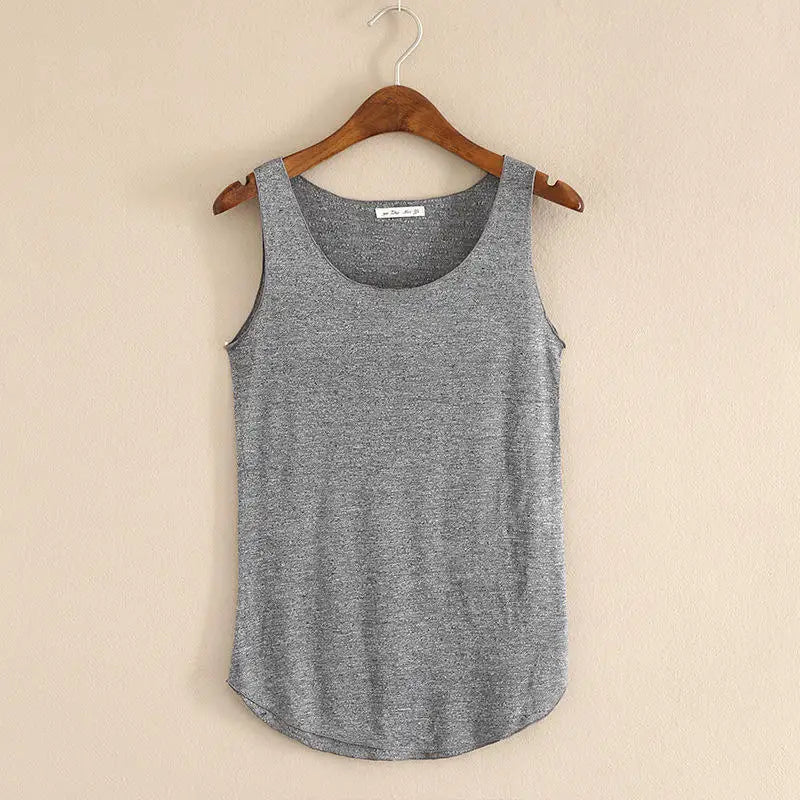 Débardeur de Fitness d'été-T-Shirt ample en coton, grande taille, col rond, Slim, hauts à la mode pour femmes, tenue décontracté