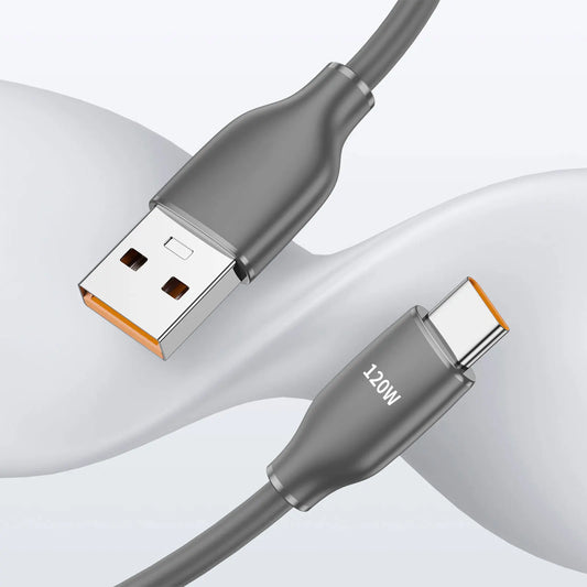 Câble USB ou Type C 120W, charge rapide, en Silicone liquide
