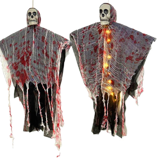 Fantômes de crâne d'halloween suspendus, décoration de maison hantée d'horreur, accessoires lumineux pour intérieur et extérieur, accessoire de scène de fête de pâques