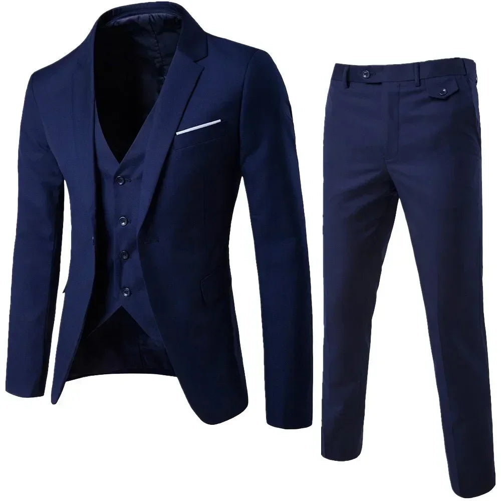 Costumes formels complets Ternos pour hommes, blazers élégants, pantalons et vestes, costume de luxe, vêtements de mariage, affaires, 2 pièces, 3 ensembles