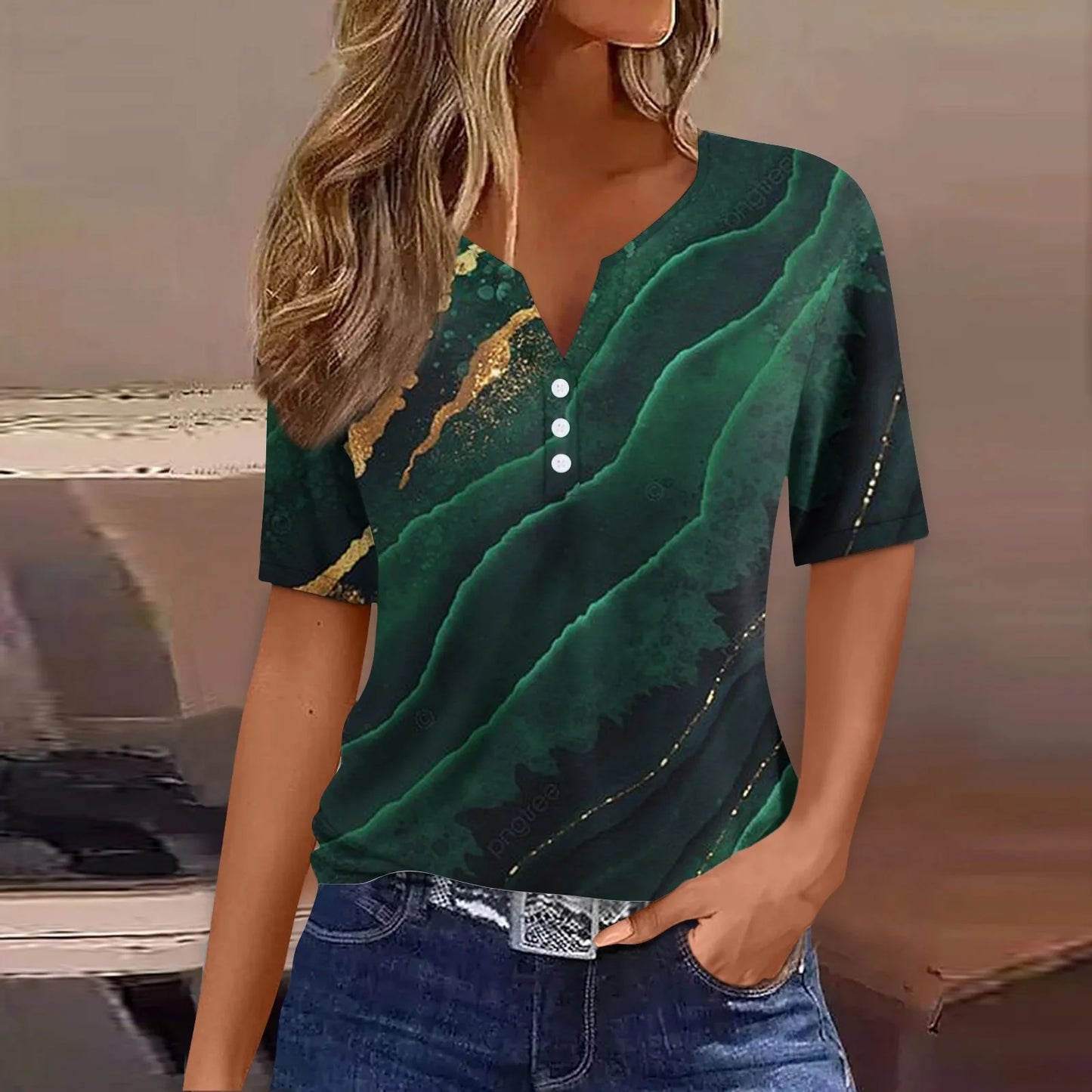 T-shirt à motif simple et élégant pour femmes, haut imprimé à la mode, streetwear de loisirs d'été, vêtements féminins, nouveau