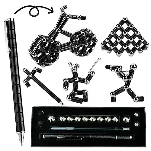 Stylo Fidget de décompression magnétique, stylo à bille en métal multifonctionnel avec boules magnétiques colorées, cadeau Gadget Cool pour les enfants