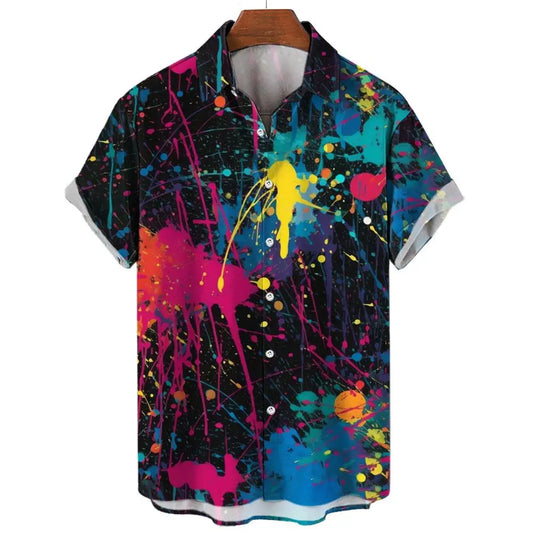 Chemise à Manches Courtes pour Homme, Imprimée en 3D, Sublimation, Éclaboussures, Mixte, à la Mode, Vente en Gros