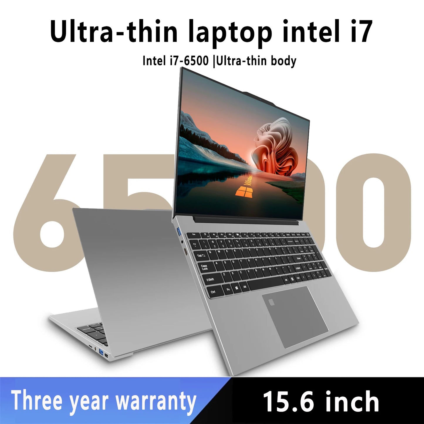 Ordinateur portable 15.6 "Intel Celeron i7-6500 ordinateur portable gamer 32 Go de RAM 2 To SSD Office Study PC ordinateur Windows 11 résolution 1920*1080