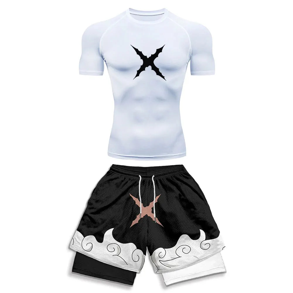 2025 Costume de sport de compression imprimé à la mode Vêtements d'été Costume athlétique pour hommes - Élégant Fitness Running Ensemble deux pièces décontracté