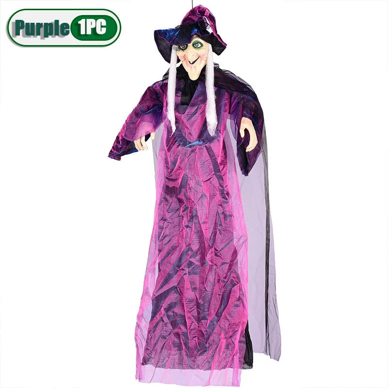 Sorcière lumineuse activée par le son d'halloween, fantôme suspendu, accessoires effrayants pour maison hantée, Bar, salle secrète, cour extérieure, fête dans le jardin
