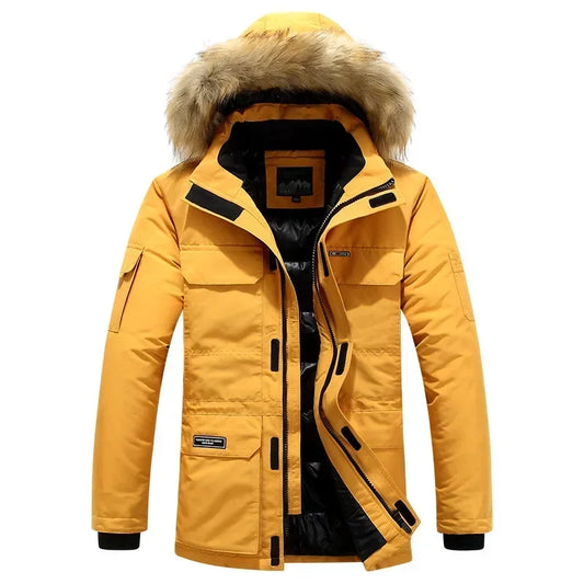 Parkas à capuche en fourrure d'hiver pour hommes, coupe-vent pour la neige, épais-30 degrés, garde au chaud, vestes d'extérieur, taille 6XL