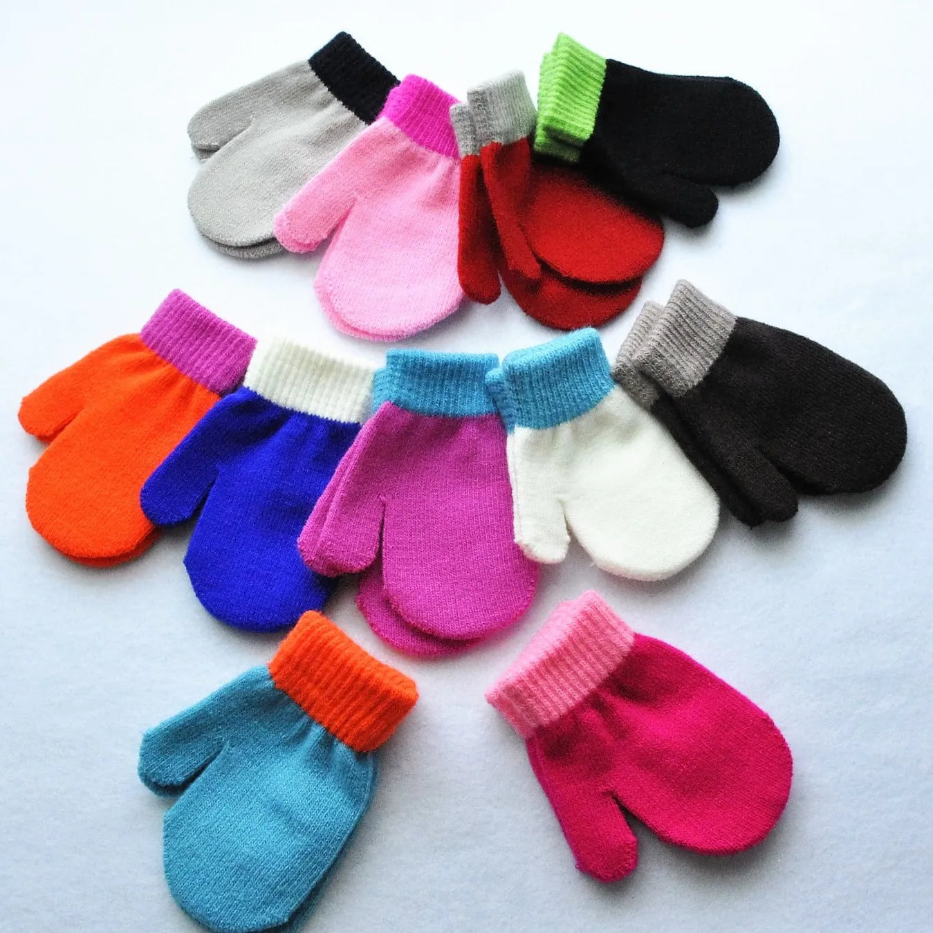Gants d'hiver chauds pour bébés de 1 à 4 ans, mitaines tricotées en Patchwork, gants à doigts complets pour étudiants de la maternelle