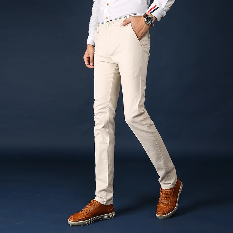 Pantalon droit en coton élastique pour hommes, coupe couvertes, style classique, surintendant de bureau, affaires, décontracté, solide, vêtements pour hommes, nouveau, 2024