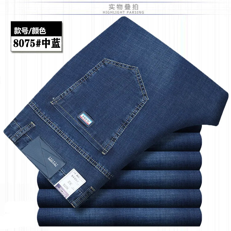 Jean Denim Fin pour Homme, Pantalon Droit, Décontracté, Bleu, Noir, Gris, Vêtements d'Été, Taille 40 42