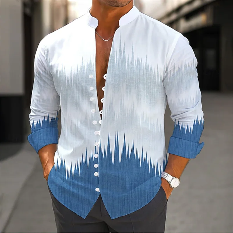 Chemise à manches longues pour hommes, transfrontalière d'été, imprimé bambou 3D, fleur, Vintage, col rabattable, manches longues, boutons