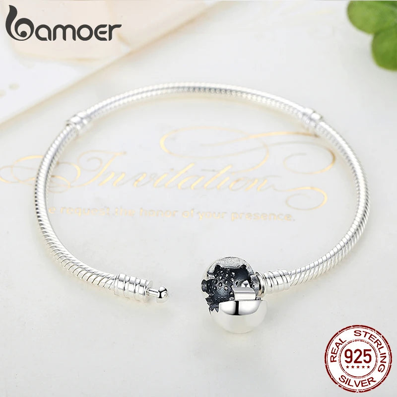 BAMOER authentique 100% 925 argent Sterling classique serpent chaîne Bracelet et Bracelet pour les femmes pavé réglage CZ bijoux fins PAS916