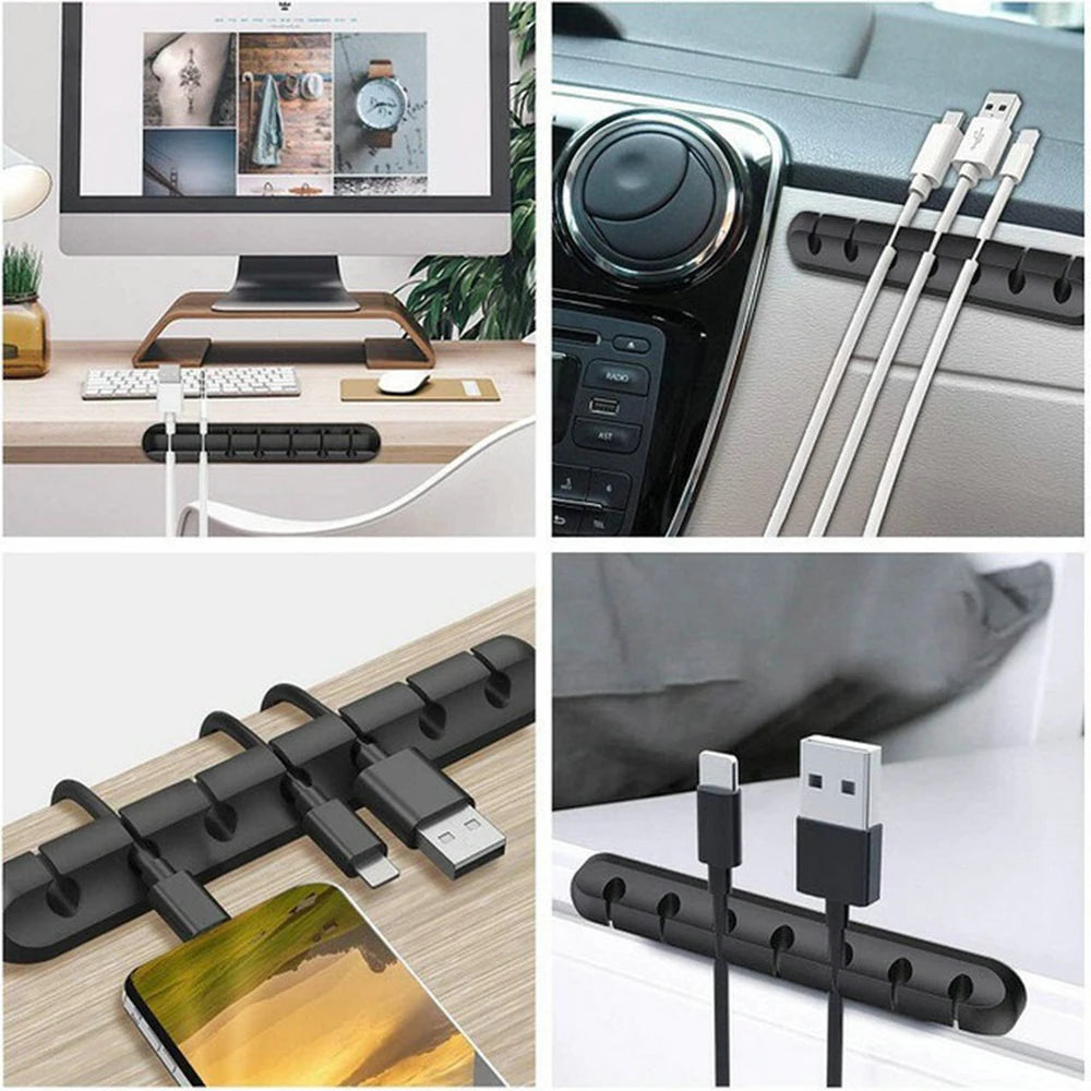Enrouleur de câble USB en silicone, clips de gestion bien rangés