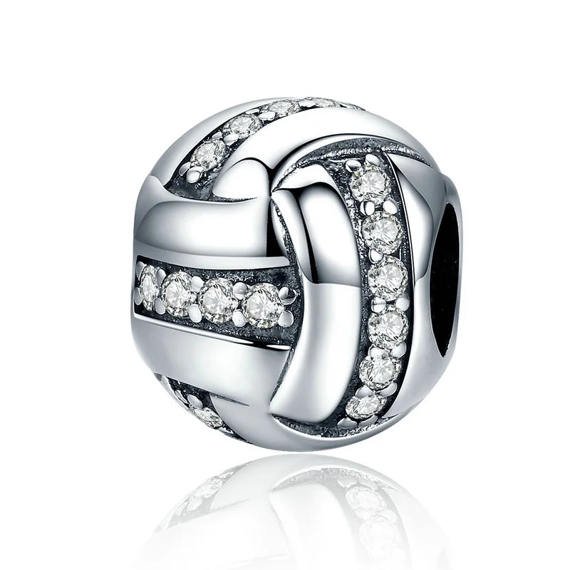 BISAER 925 en argent Sterling série balle charme Football volley-ball Tennis basket-Ball perle ajustement femmes et hommes Bracelet bricolage bijoux fins