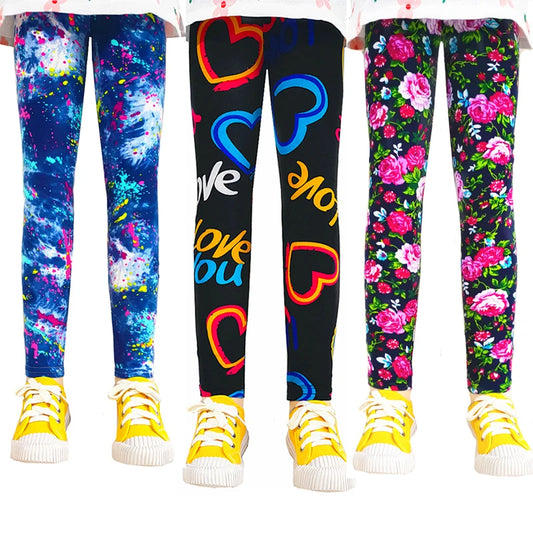 Leggings doux pour filles, pantalons pour enfants, imprimé de fleurs, slim, élastique, crayon