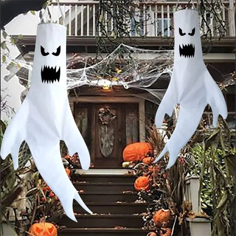 Décorations suspendues fantômes d'halloween, drapeaux de cour intérieure et extérieure, fournitures de fête, accessoires de décoration pour la maison effrayants