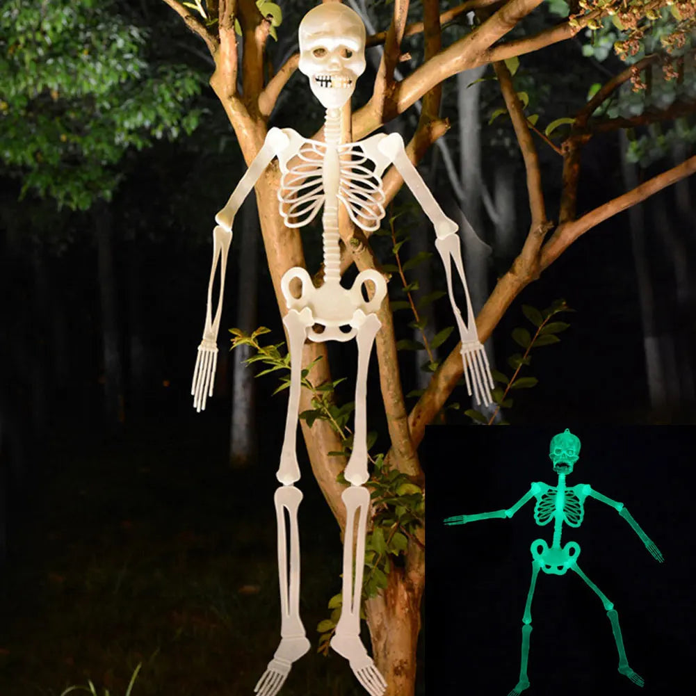 Halloween lumineux suspendu squelette décoration fête cour jardin décoration lueur faux crâne effrayant maison effrayant pendentif accessoires