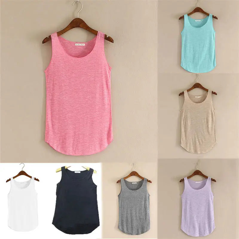 Débardeur de Fitness d'été-T-Shirt ample en coton, grande taille, col rond, Slim, hauts à la mode pour femmes, tenue décontracté