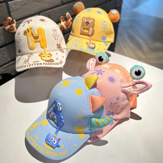 Casquette de Baseball pour bébé, Animal de dessin animé, couleur bonbon, lapin, ours, dinosaure, langue de canard, chapeau d'été réglable en coton pour enfants, chapeaux de soleil