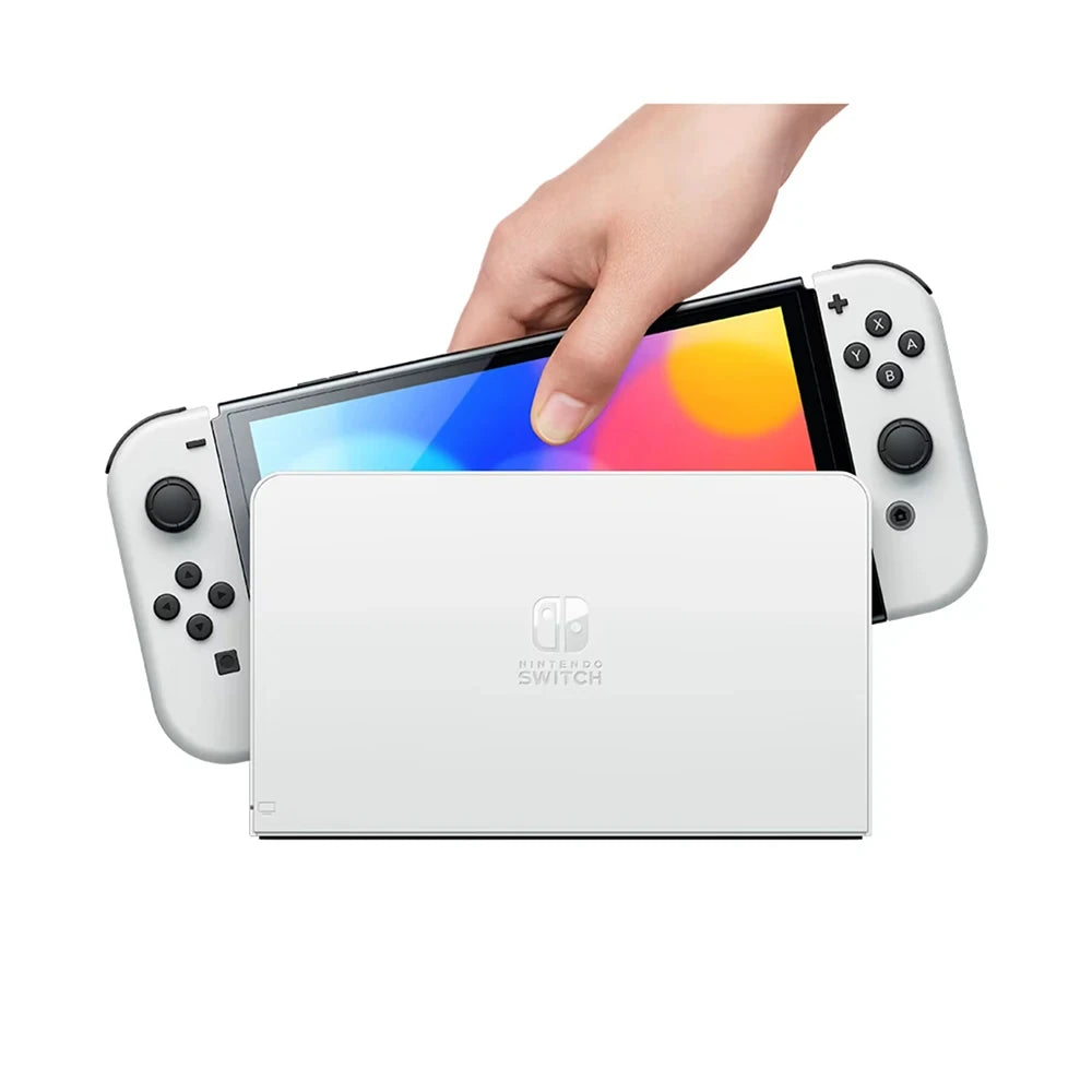 Console de jeu vidéo OLED Nintendo Switch avec Joy Con, écran OLED de 7 pouces, Support TV de table portable, ensemble blanc/bleu rouge de 64 go