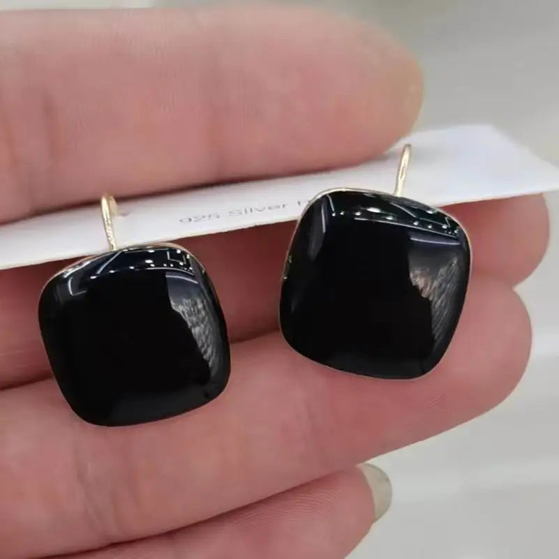 Boucles d'oreilles carrées en émail vintage pour femmes, bijoux géométriques, mode, nouveau, hiver