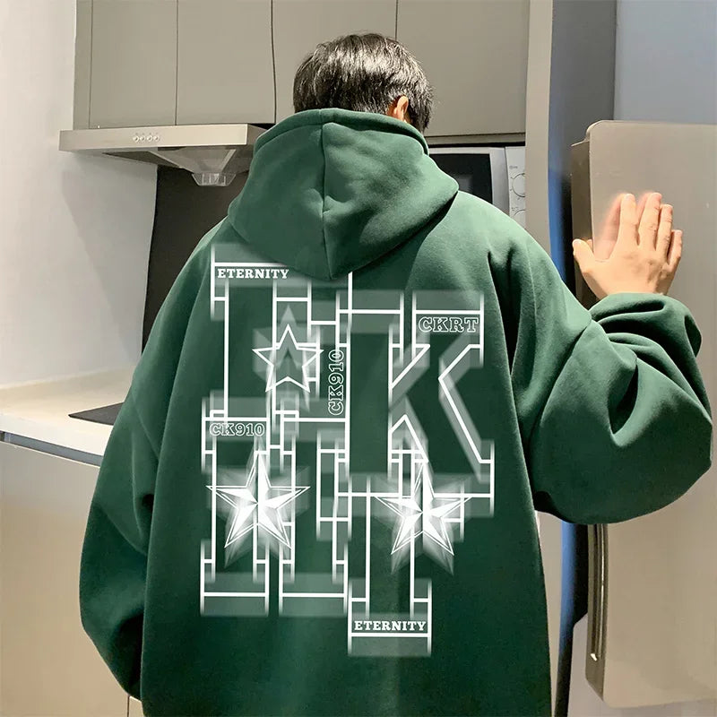 Automne polaire surdimensionné sweats à capuche pour hommes Hip Hop lettre imprimé sweats à capuche 2025 nouveau Y2K Streetwear pull à capuche