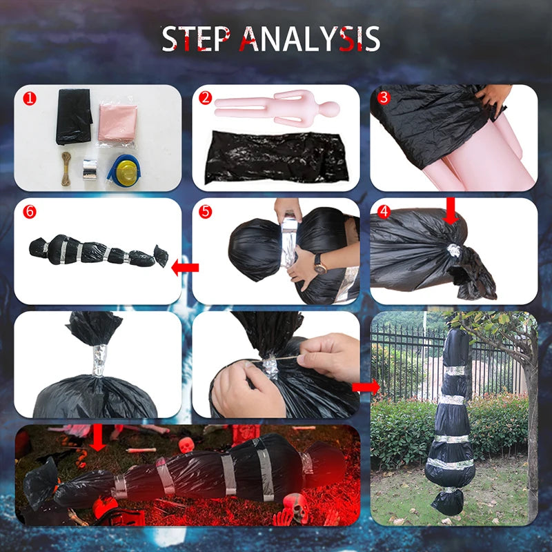 Accessoires d'horreur d'halloween, Mannequin gonflable pour hommes, décorations de fête DIY pour maisons hantées et accessoires de tournage de films d'horreur