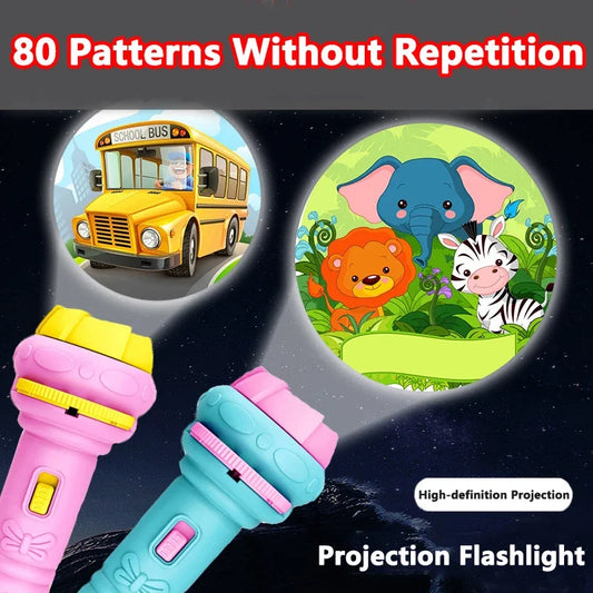 Torche budgétaire pour bébé, 10 cartes, lampe de poche de projection de dessin animé, 80 motifs créatifs, jouet d'éducation précoce pour enfants, livre d'histoire endormi