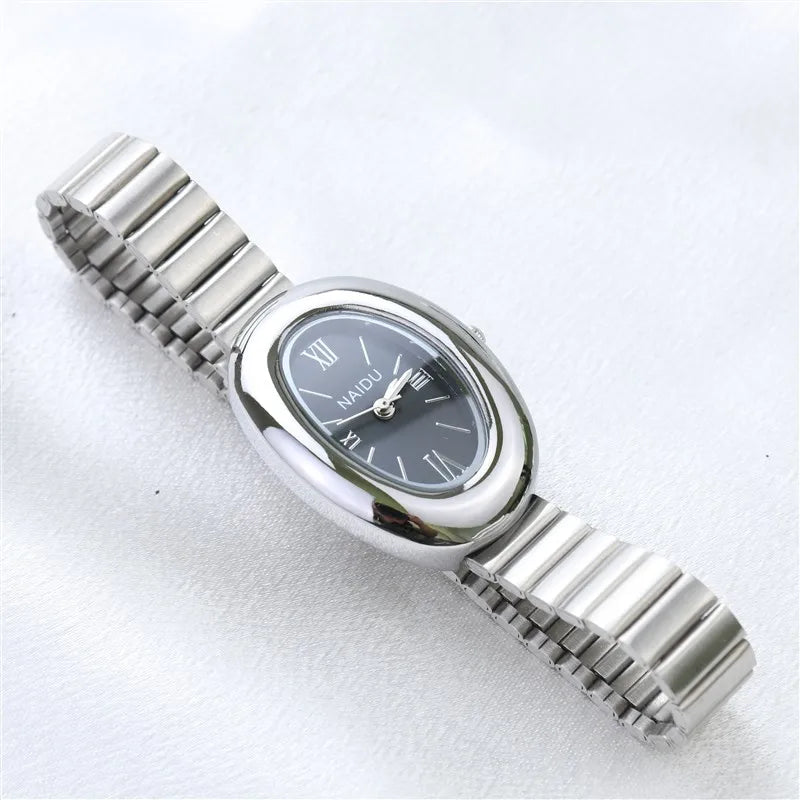 Belles montres ovales pour femmes et filles, bracelet Simple en cuir et acier inoxydable, nouvelle collection 2025