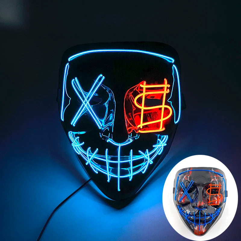 Masque de Purge d'Horreur Brcorporelle à LED, Complet au Néon, pour Cosplay, Fournitures de ixde Bar, Thème du Film d'Halloween