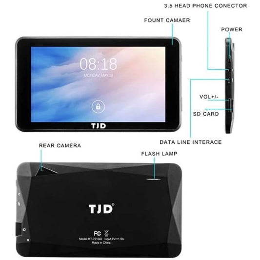 Sun8iw15 Android 10 tablette PC 7 pouces 1GB RAM 16GB ROM Quad-Core 1024x600 pixels WIFI 1.2GHz double caméra