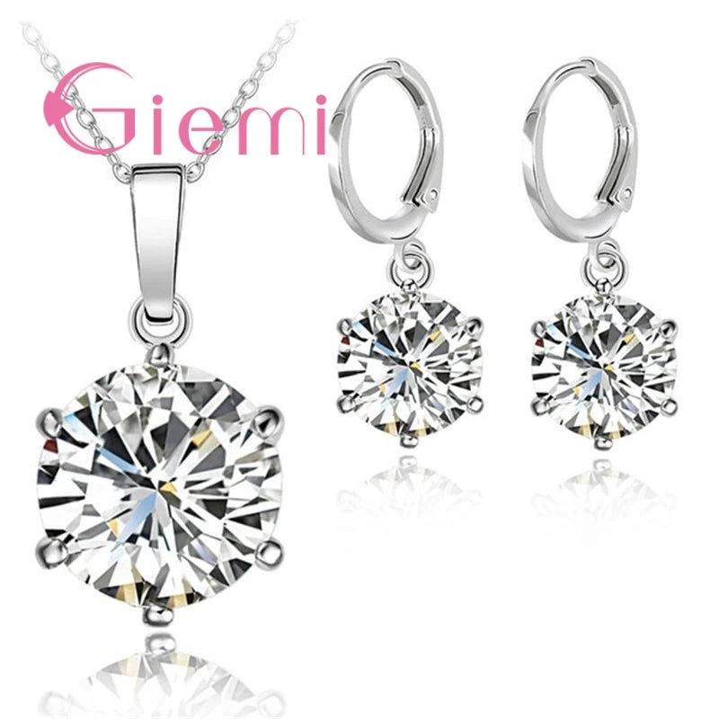 Collier en argent Sterling 925 pour femmes, le moins cher, cadeau de vacances, bijoux de mariage, pendentif en Zircon cubique à 6 griffes, fiançailles