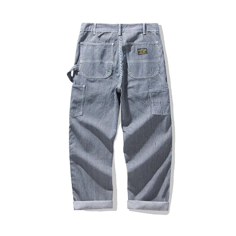 Jeans rayés style cargo pour hommes, pantalons en denim à poches multiples, streetwear décontracté, droit, bonne qualité, petit ami, 3903