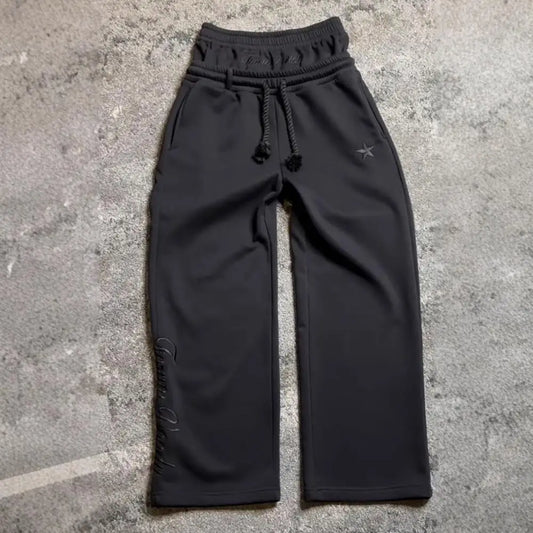 Pantalon décontracté pour hommes, taille élastique, cordon de serrage réglable, Long, avec poches, faux deux pièces, imprimé étoiles, pantalon de loisirs